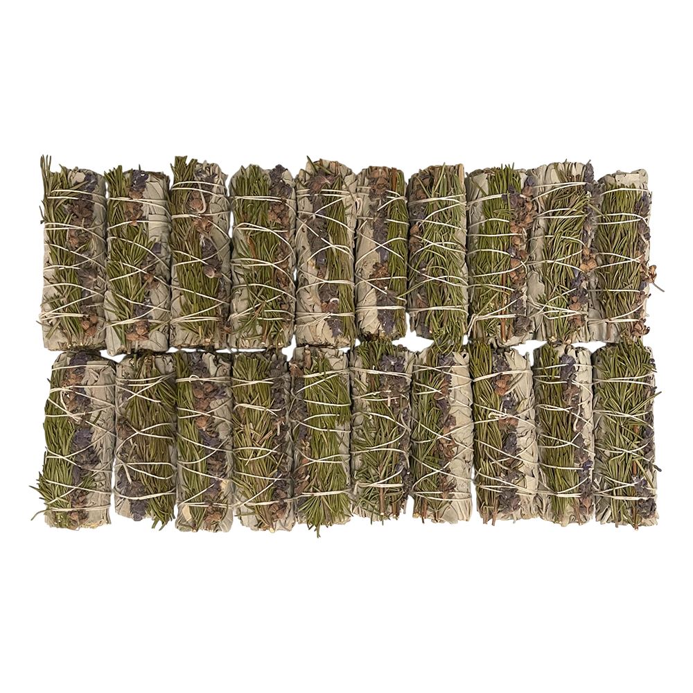 Smudge Stick, White Sage, Lavender and Rosemary 4", Pack of 20