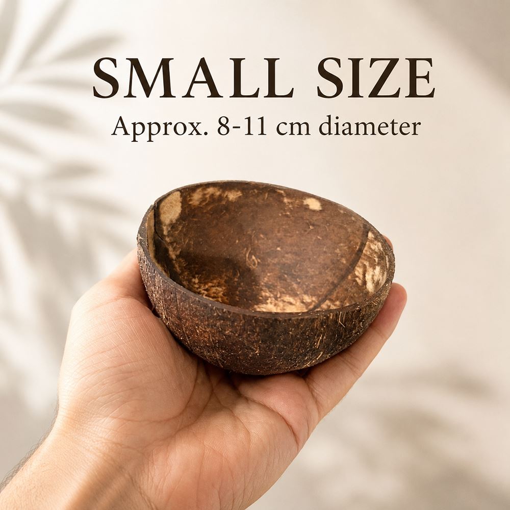 Natural Coconut Shell Bowls, Natural Uncoated Interior Small 8-11cm