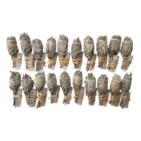 Smudge Stick, Torch White Sage and Selenite 4", Pack of 20