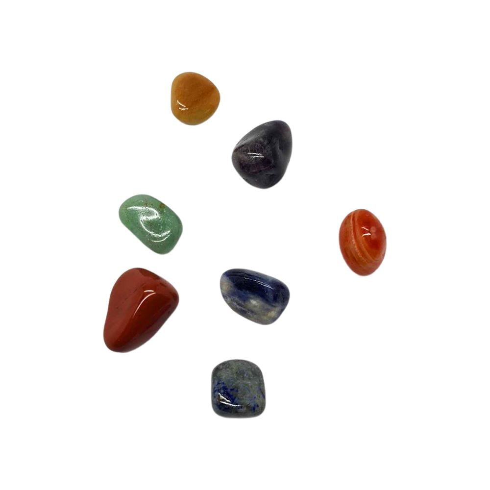 7 Chakra Stone Set with Pouch, 1-2cm