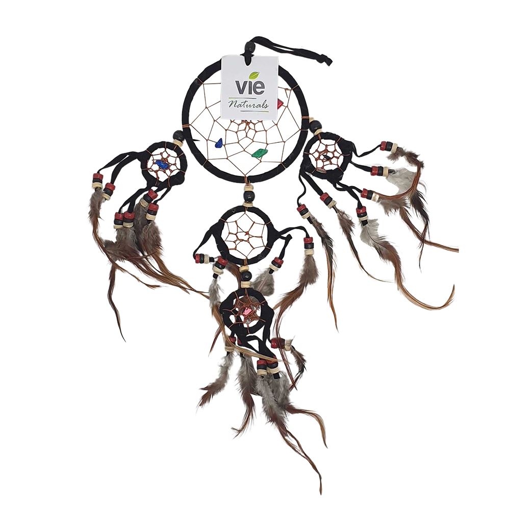 Dream Catcher, 9cm Ring with 4 Smaller Rings, Black