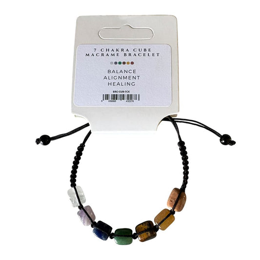 7 Chakra Cube Macrame Bracelet