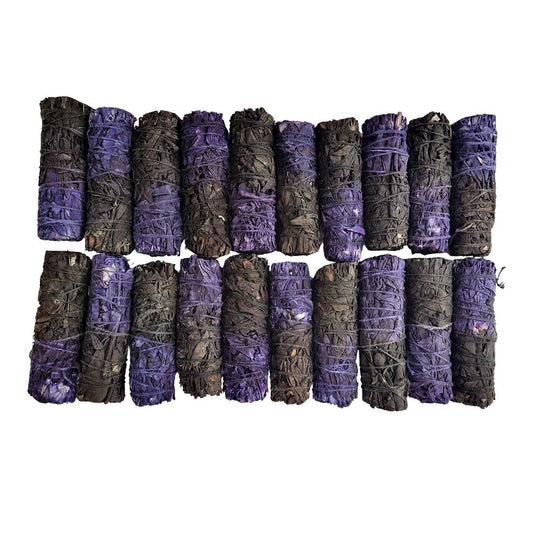 Smudge Stick, Reversible Sage Purple and Black, Protection and Power 4", Pack of 20