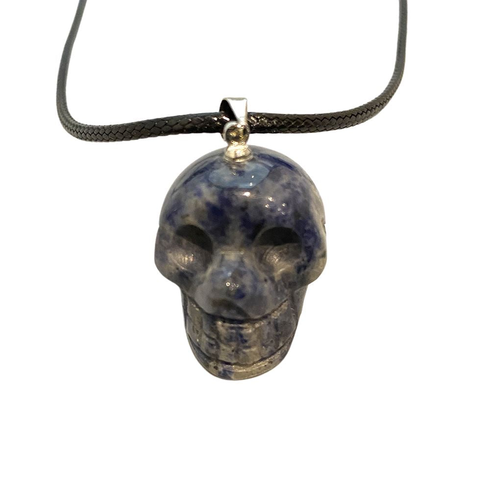 Crystal Skull Head Pendant with Black Cord