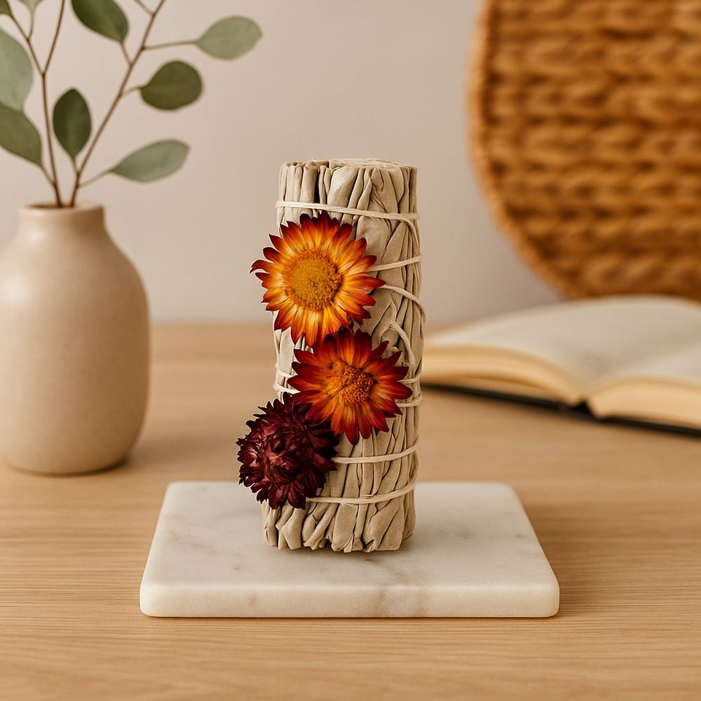 Smudge Stick, White Sage and Red Sunflower 4", Pack of 20
