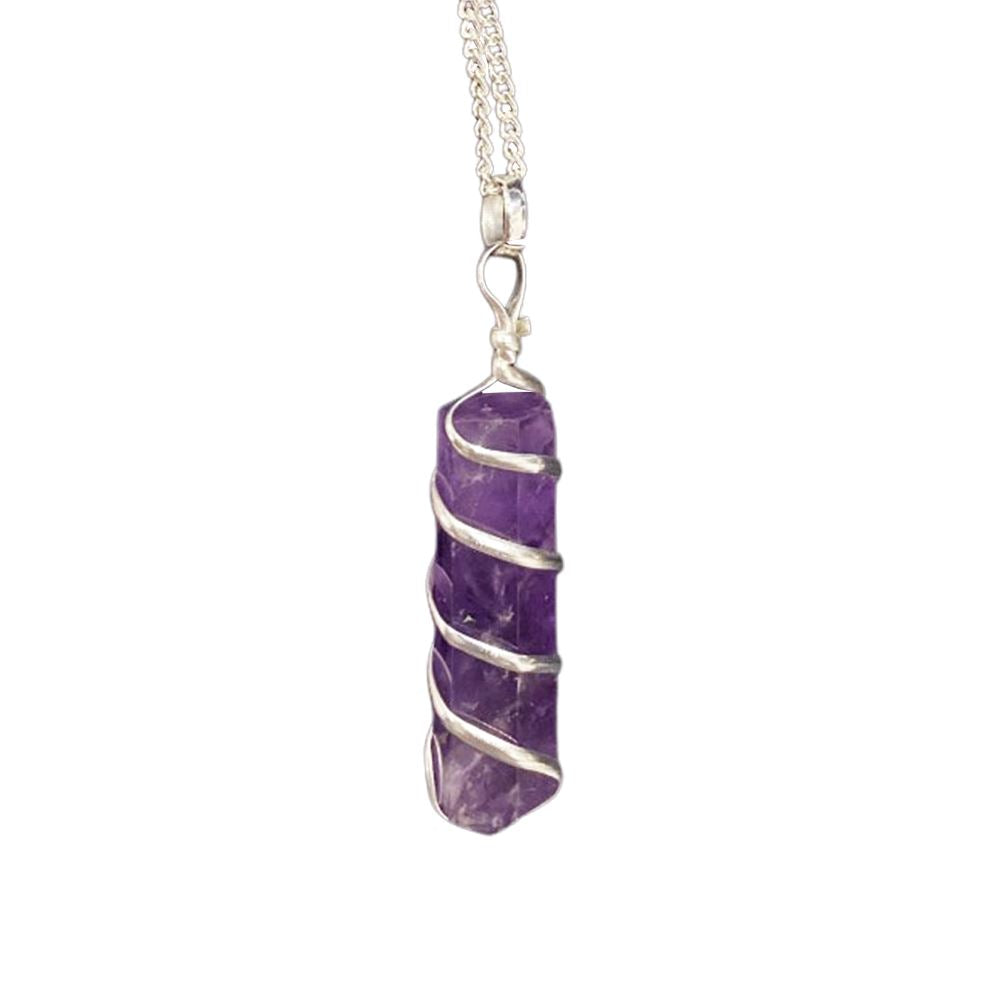 Wire Wrapped Pencil Pendant, Silver Chain