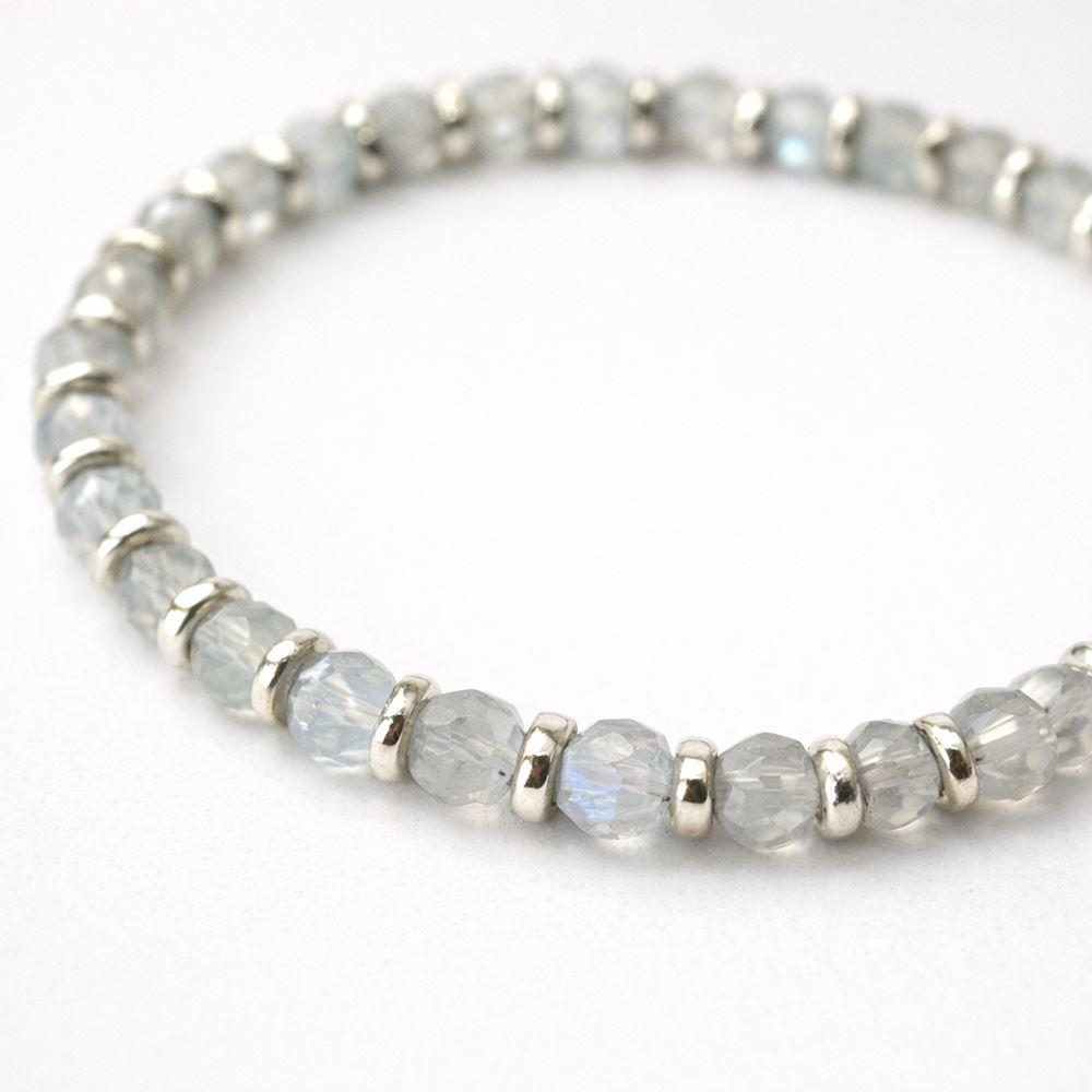 Silver Plated Stretch Bracelet with Gemstones (#19)