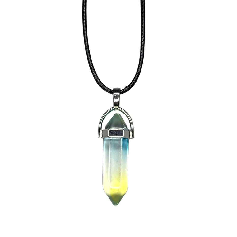 Double Point Pencil Pendant, Black String, Glass