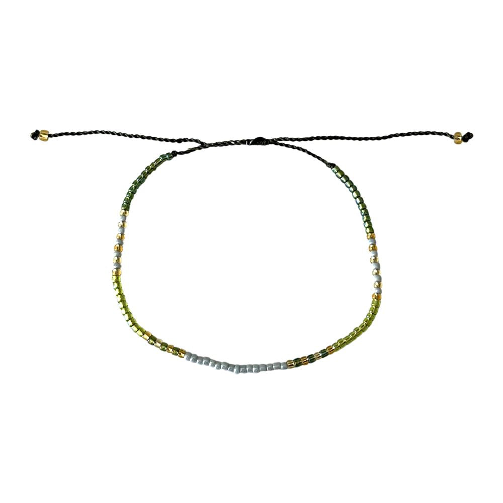 Braided Seed Beads Bracelet, Olive Green