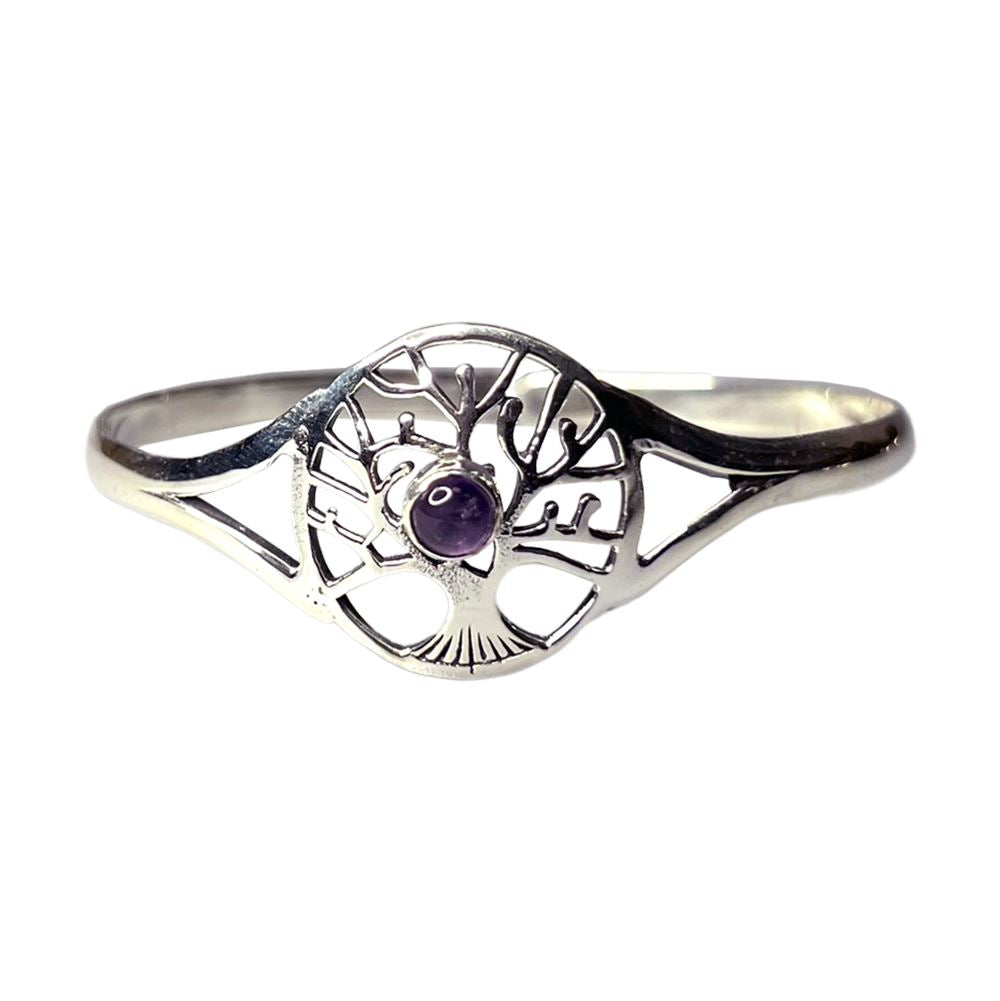 Silver Plated Adjustable Tree of Life Cuff Bangle