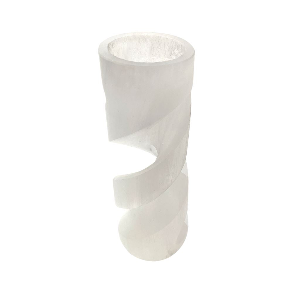 Selenite Spiral Candle Holder, 5x14cm