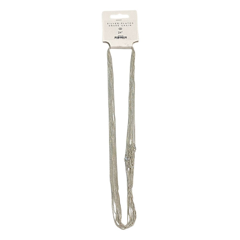 Silver-Plated Snake Chain, 24", Pack of 10
