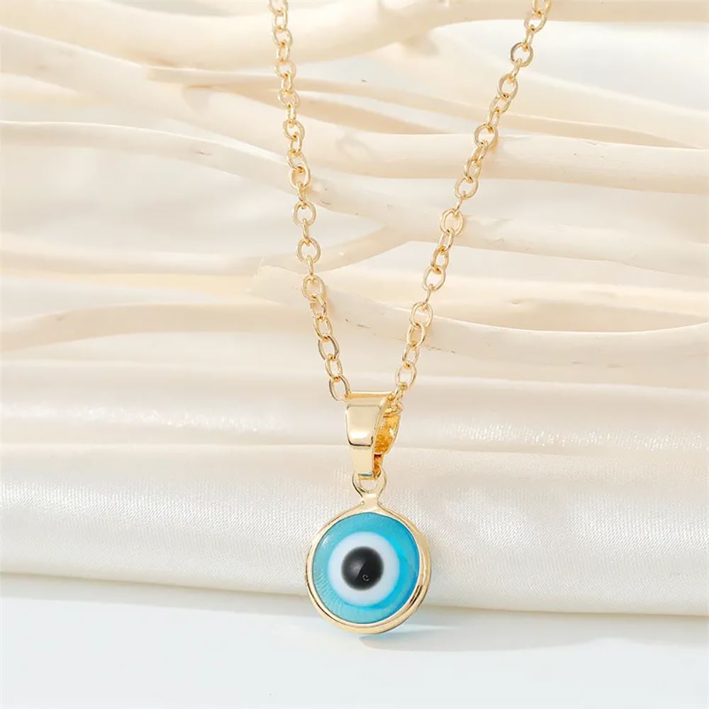 Evil Eye Pendant With Gold Chain, Coloured Collection